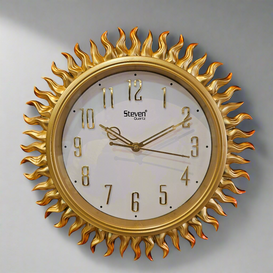 Analog Round Shaped Sun Look Unique Sweep Silent Wall Clock for Home
