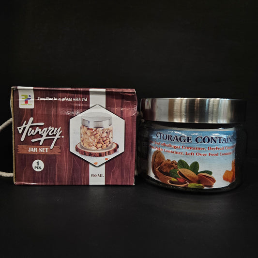 Hungry Storage jar with 500ml capacity for groceries & Dry Fruits Storage purpose