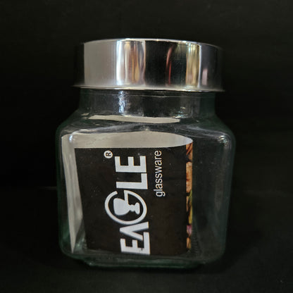 Eagle Cube glass storage jar with Lid 400ml storage jar for return gifting purpose