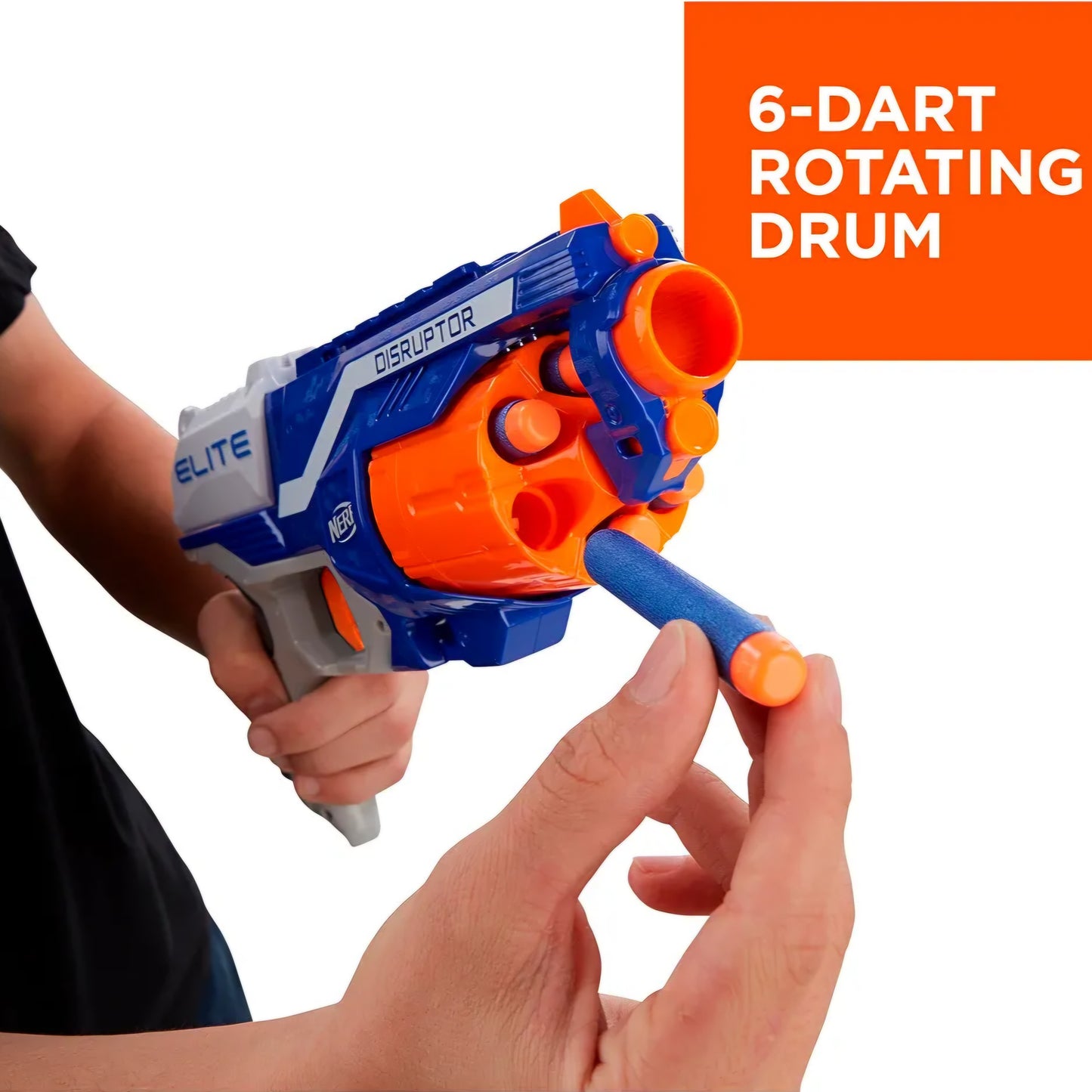 Nerf Disruptor Elite Toy Blaster,6-Dart Rotating Drum with Darts, Toys for Kids Teens&Adults, Outdoor Toy for Boys, Birthday Gift for Kids Ages 8+