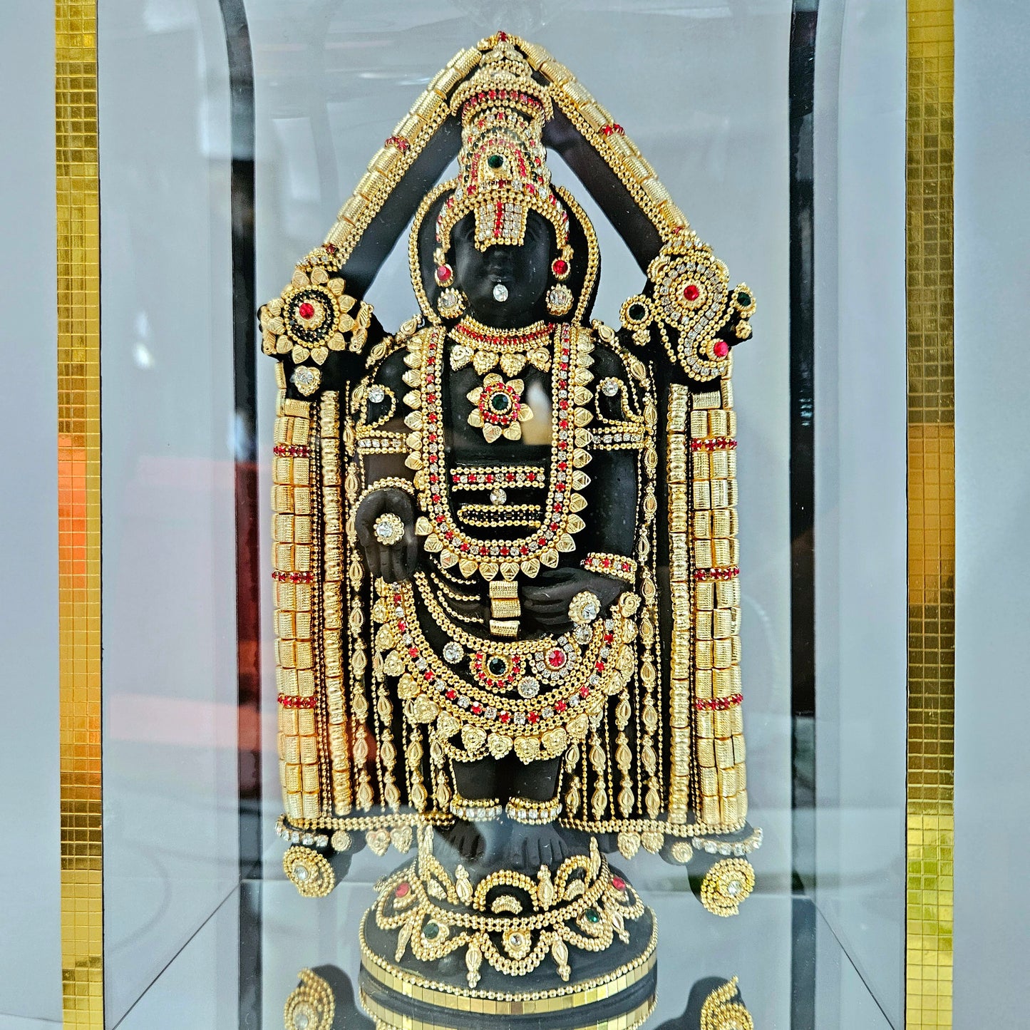 Lord Venkateshwara Balaji 24carats Gold Plated Cabin Idol for Home Decor & Lord Showpiece