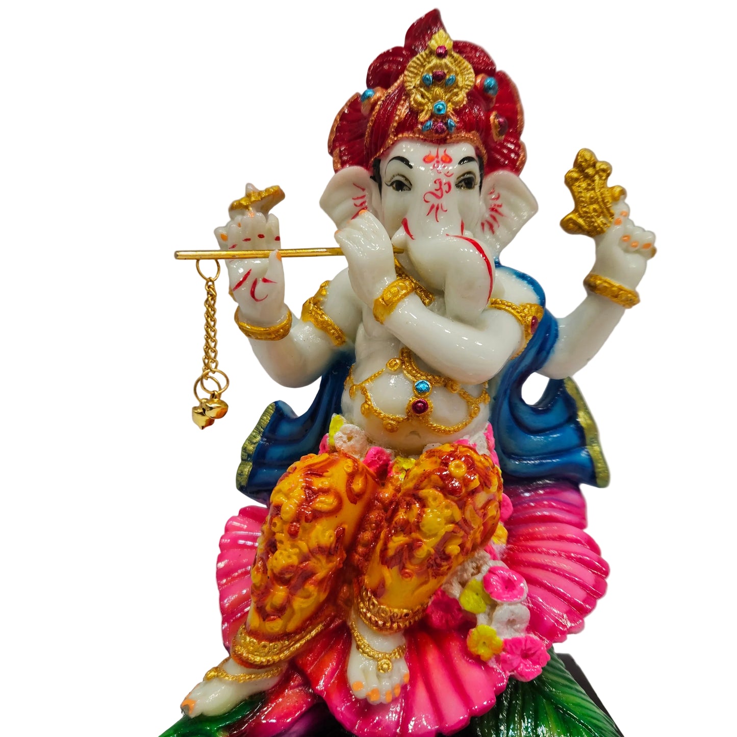 Marble Dust  Ganesh Idol for Pooja Space Ganesha Statue for Home Display Ganpati Idol Lord of Wealth and Joy Diwali Gifts Ganesh Ji Playing Flute Murti for Home Decor