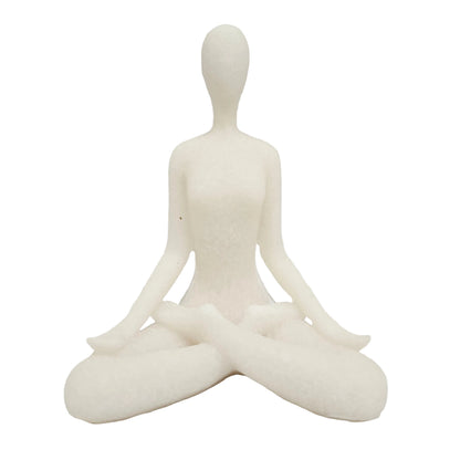 Abstract white yoga sculpture is crafted from resin to capture a serene, meditative pose Showpiece Figurine