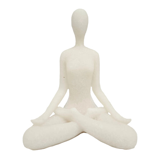 Abstract white yoga sculpture is crafted from resin to capture a serene, meditative pose Showpiece Figurine