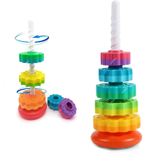 Rainbow Stacking Ring Spinning Tower for 3 years & above age old kids