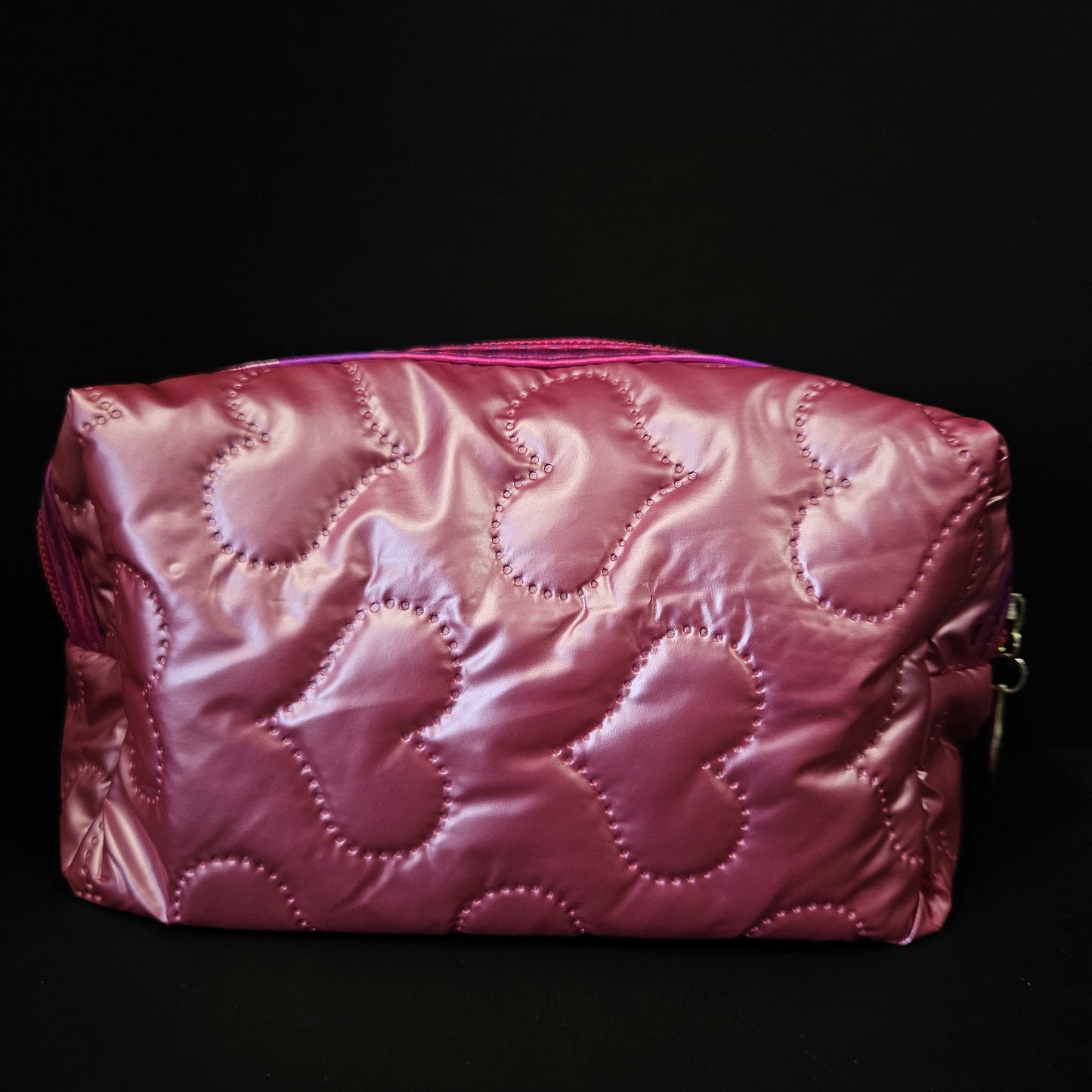 2 pieces set Makeup Pouch with Chenille Varsity Letter Patch, Skin Care Travel Bag Organizer for Girls, Make Up Skincare Cosmetic Zipper Stuff Bags for Women
