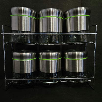 Green kivvi high quality glass exquisite glassware home fashion food Storage 6 pieces set jars