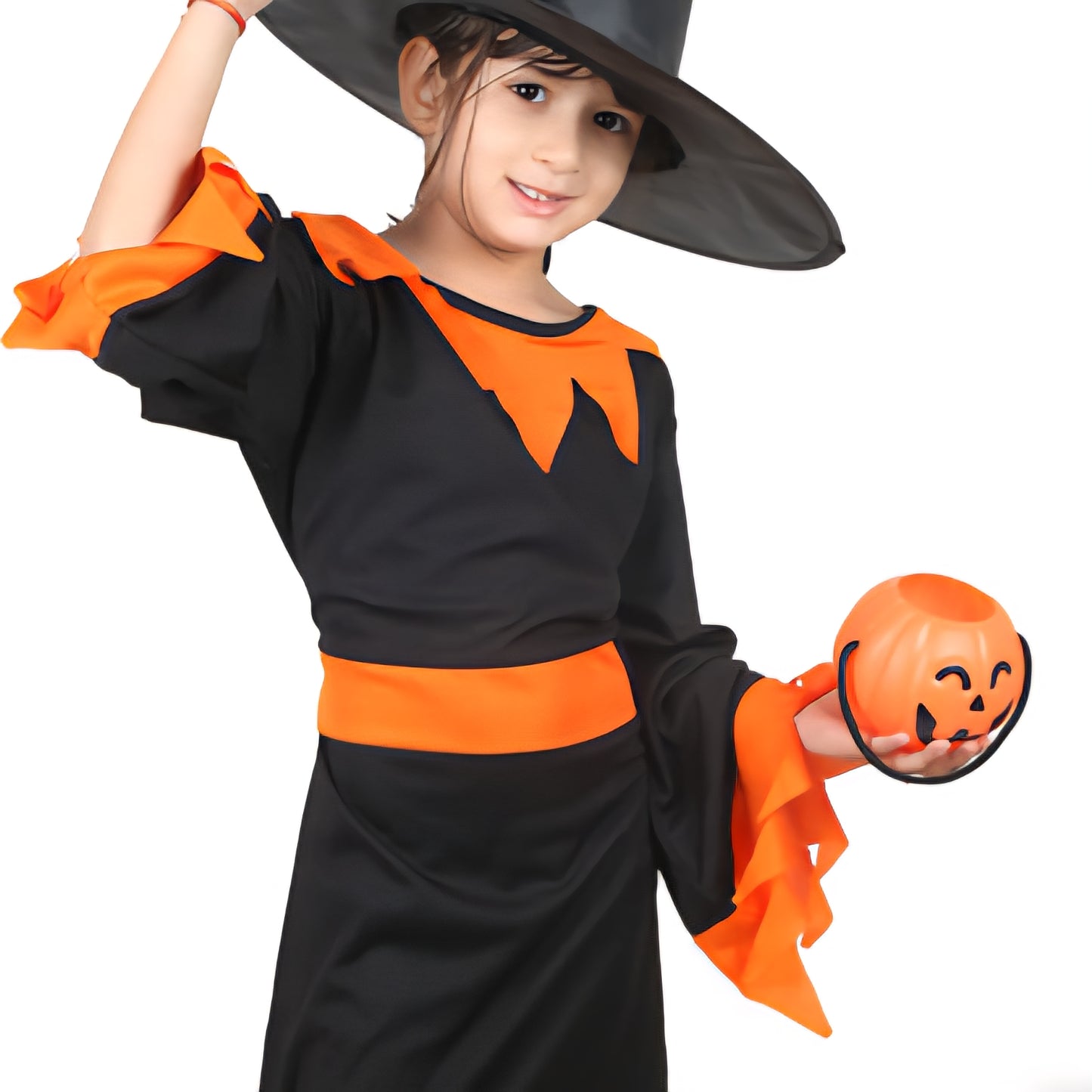 Orange Witch with Pumpkin Halloween Fancy Dress Unisex Costume for 2-3 years old kids