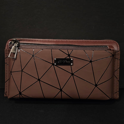 Leather Thin Slim Wallets for Women with Double Zipper