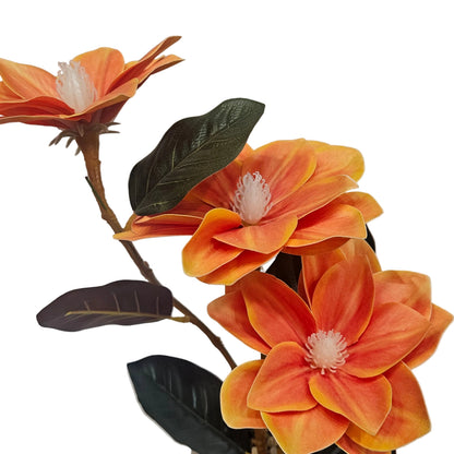 Artificial Magnolia Ikebana Flower Stick Realistic Faux Yellow Magnolia Stem for Home, Office & Wedding Décor Natural-Looking Flower Stems