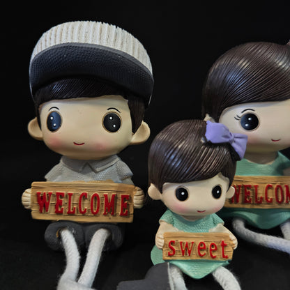 Cartoon Resin Outseam 4pieces set Dolls Hanging Feet Doll Home Wall Decoration