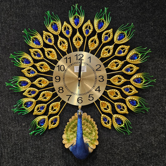 Metal Peacock Decorative Luxury Clock for Farmhouse & houses peacock Theme Analog Wall Clock