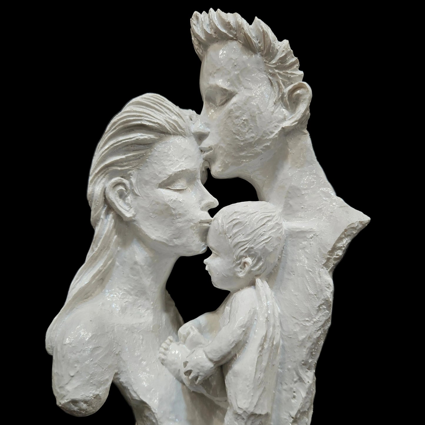 Mother & Father with Child Love Statue Showpiece for Home Decor & Gifting White