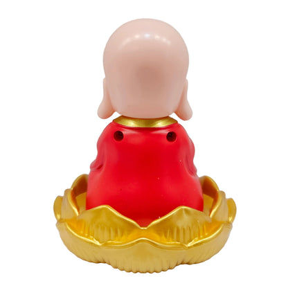 Solar Little Monk, Outstanding Gift Nod and Swing Monk Display Excellent Workmanship Cute Decoration with Solar Light Receiving Panel for Car Dashboard