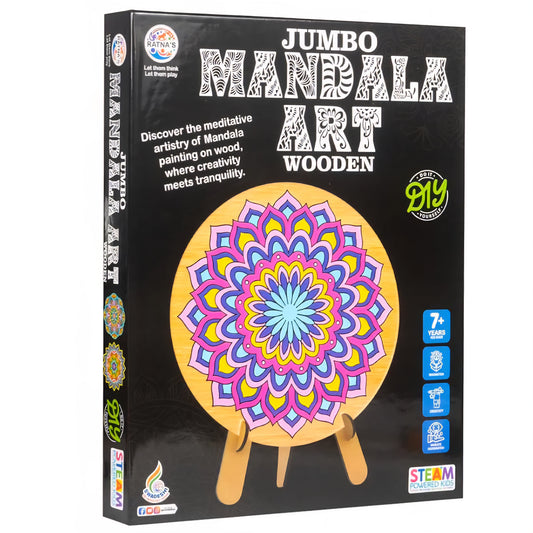 RATNA'S Wooden Mandala Art Jumbo Coloring Kit - 9 Mandala Art Pieces With 2 Frame Set - Art & Craft Creative Coloring Fun for Kids & Adults