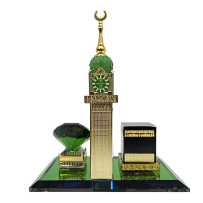 Islamic Table Decors, Muslim Kaaba Clock Tower Model Kaaba Allah Crystal Figurines, Muslim Decorations Islamic Architecture Handicrafts or Souvenirs Festival Gift