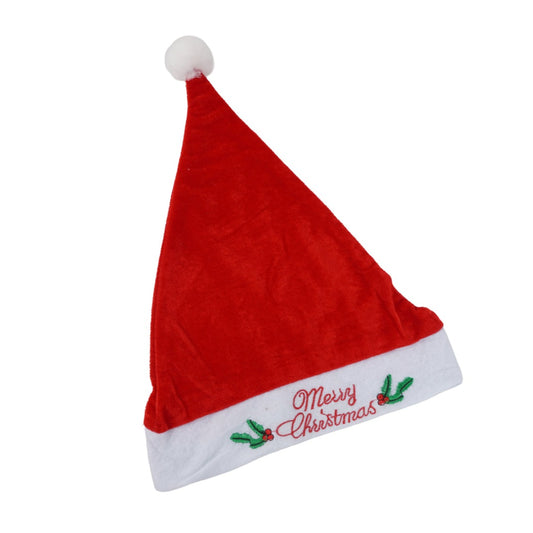 Christmas Unisex Adult Velvet Hat Printed with Merry Christmas Red