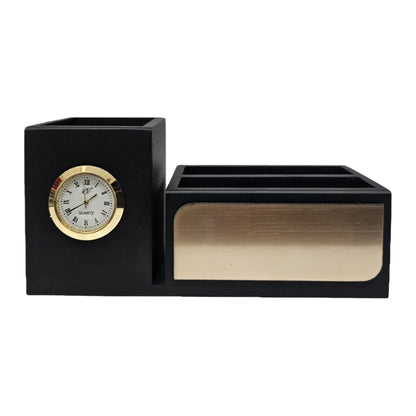 Classic wooden polished Personalized Desk Organizer Pen Stand,Card Holder Compartments for Home and Office