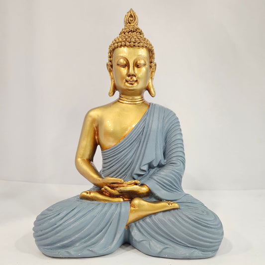Sitting Buddha Statue Idol Buddha Figure Gold Foli Work Resin Made Light Weight Statue Perfect Home decor