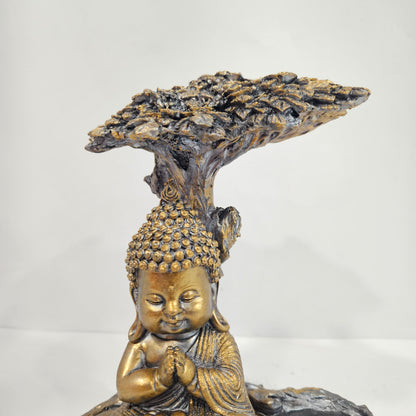 Meditating Baby Monk under the tree Showpiece Idol for Home/ Office Table Decor and Gift Decorative Showpiece