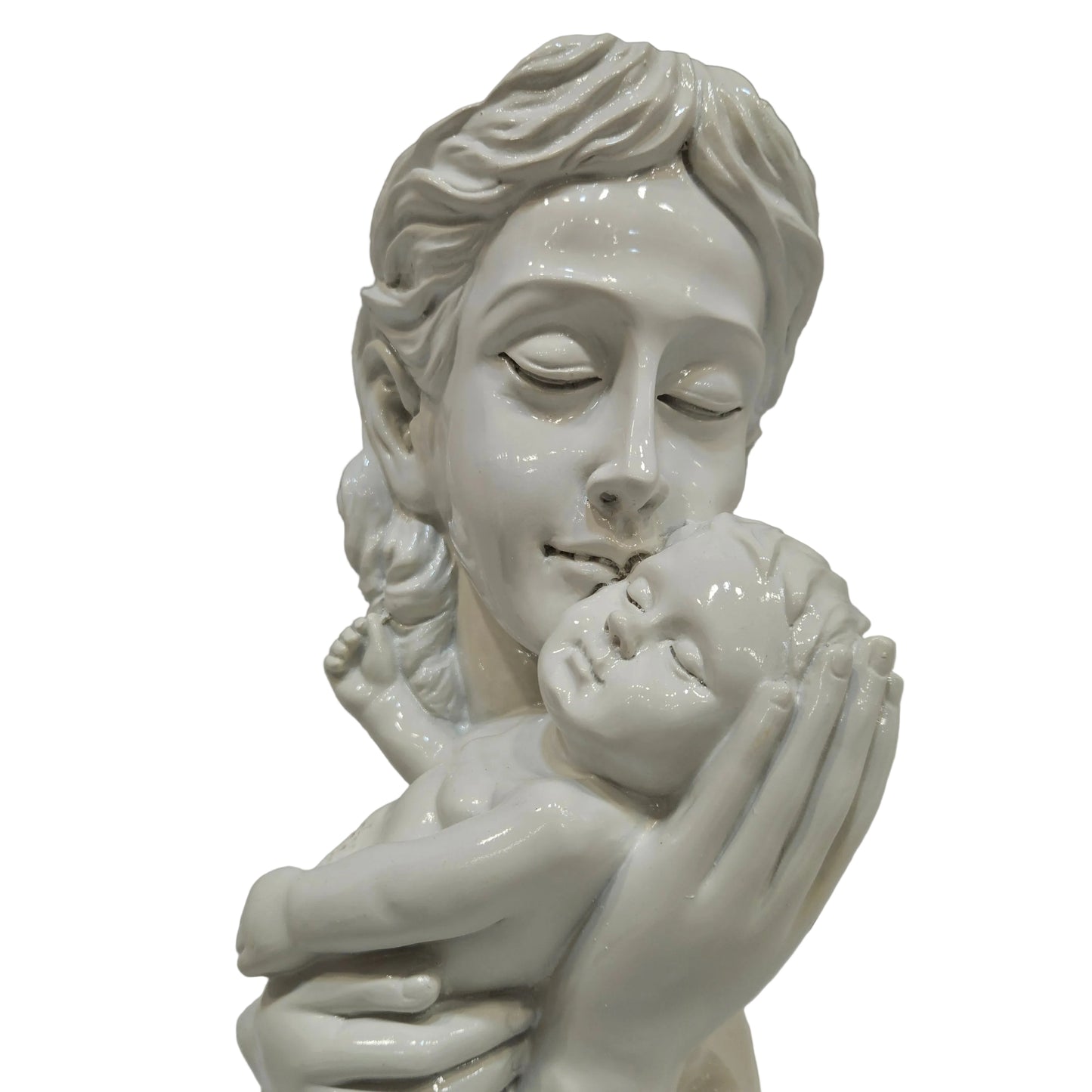 Mother and Child Decorative Statue, White Resin Sculpture,Handmade Home Decor, Modern Art Tabletop Figurine