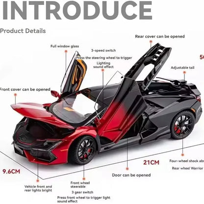 Lamborghini Alloy Metal Pull Back Die-cast Car Model with Sound Light Mini Auto Toy for Kids Metal Model Toy Car with Sound and Light