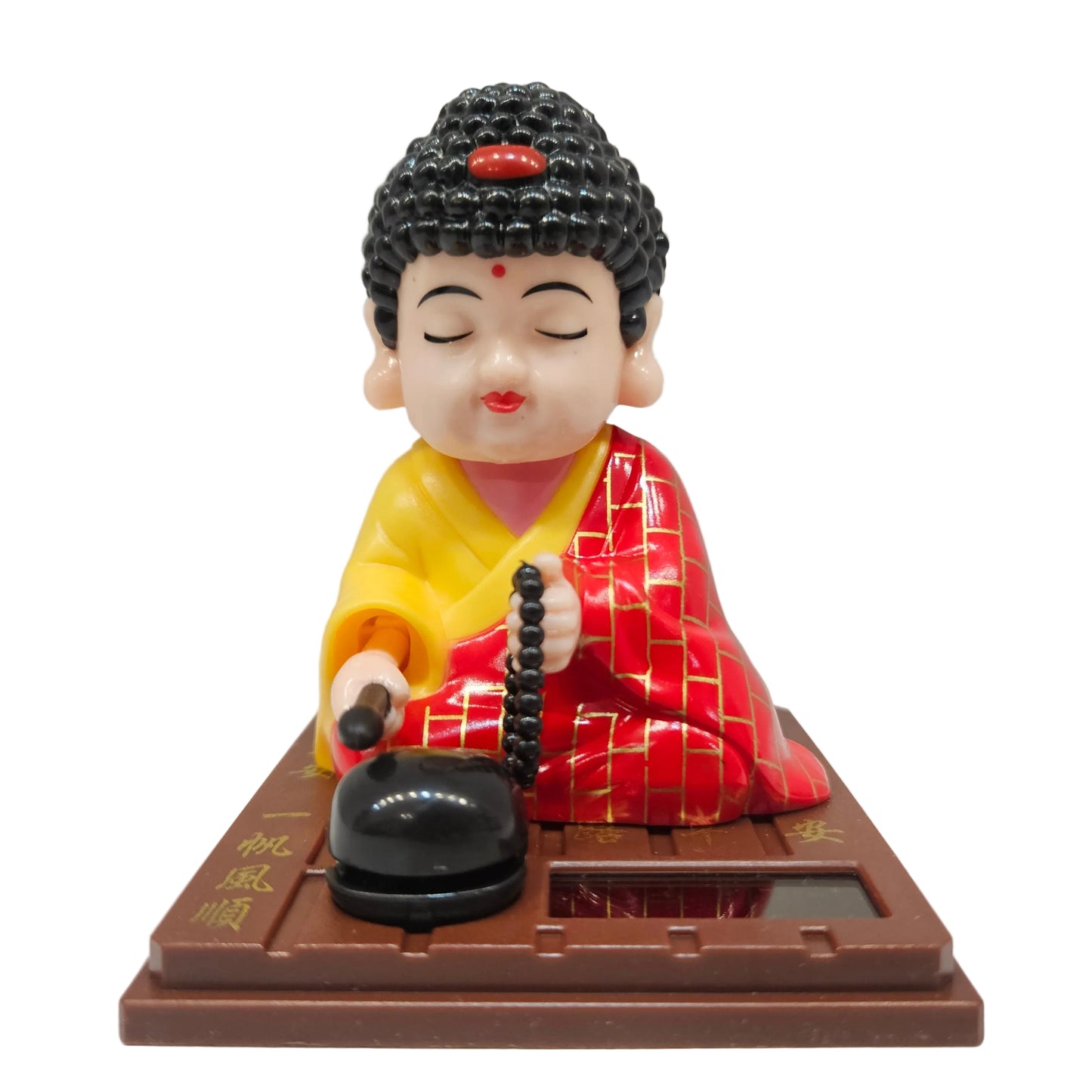 Solar Little meditating Monk, Outstanding Gift Nod and Swing Monk Display Excellent Workmanship Cute Decoration with Solar Light Receiving Panel for Car Dashboard