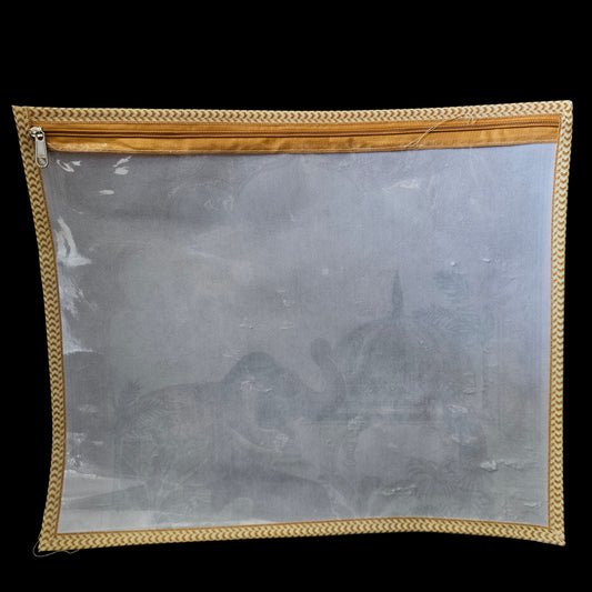 Vintage Indian tradition printed Transparent Zipper Saree storage bag
