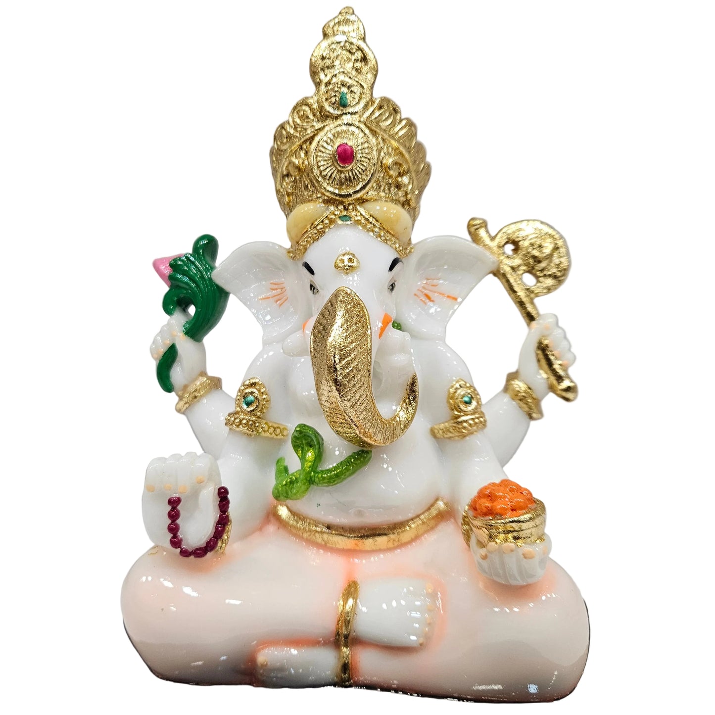Handcrafted Marble Dust Ganesh Statue – God Idol with Intricate Detailing, Perfect for Home Décor