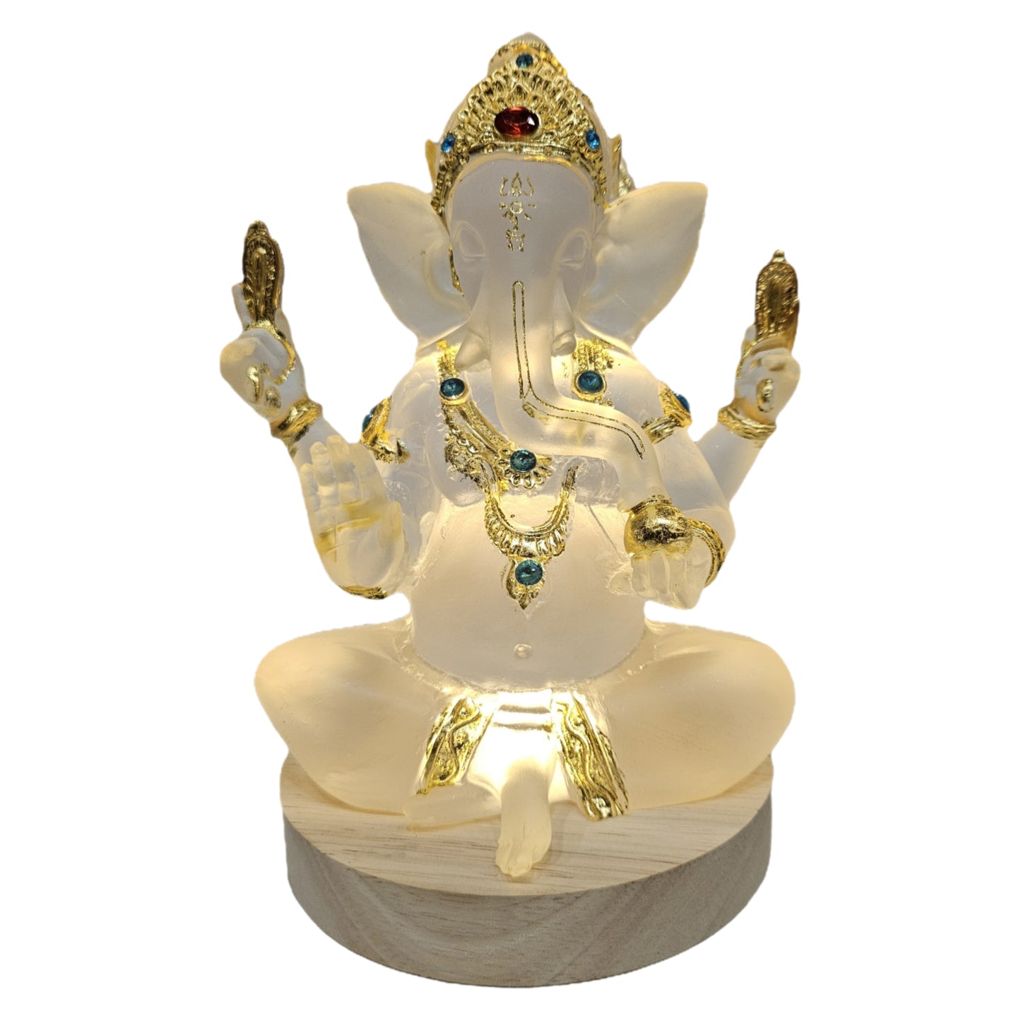 Crystal Ganesh Ji Statue with LED Light Base | Decorative Ganpati Idol for Home, Office, Temple & Festive Gifts
