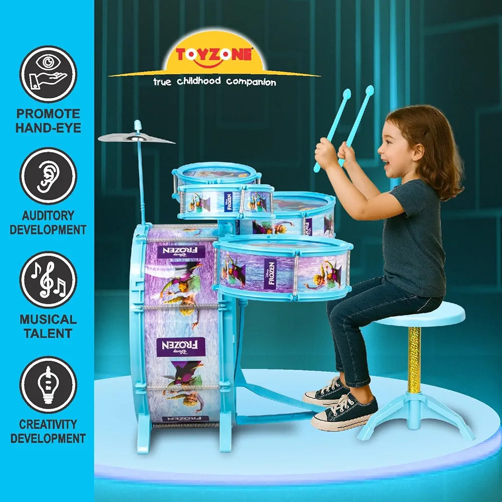 Cartoon characters like Frozen,Barbie & Spiderman themed Drum Set Multifunctional Jazz Drum | Musical Drum Set | Music Play Toy | Kids Percussion Set | Toy Drum kit | Musical Instrument for Kids
