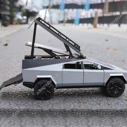cybertruck Camping RV car Model Toys, Pickup Trailer Toy Pickup Truck Model with Sound and Light Function, Suitable Gifts, Decorations