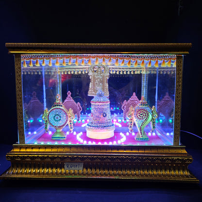 Lord Balaji shank,crown&Chakra decorated with attractive stones,slokam & multi colour lighting Cabin idol perfect for Marriage gifting,house warming