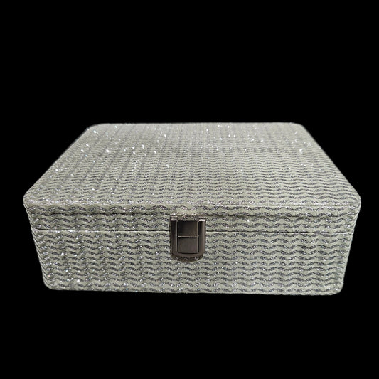Decorative Jewelry Storage Box Wooden Case with Linen Covered Treasure Chest for Women Gift Photo Organizer with Box Home Decor
