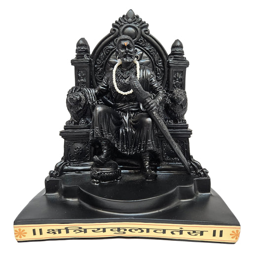 The Legend of Maharashtra Chatrapati Sambhaji Maharaj Murti with Talwar in Matt Black Color for Home Decor