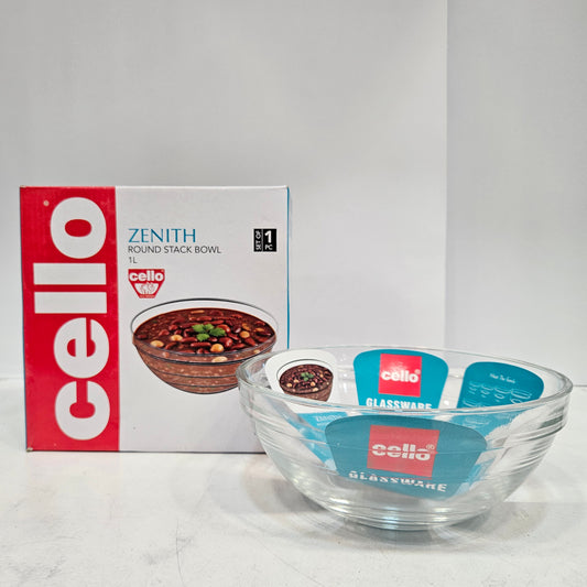 Cello Ornella Glassware BowlMicrowave Safe & Stackable Bowl (Approx:-1L)