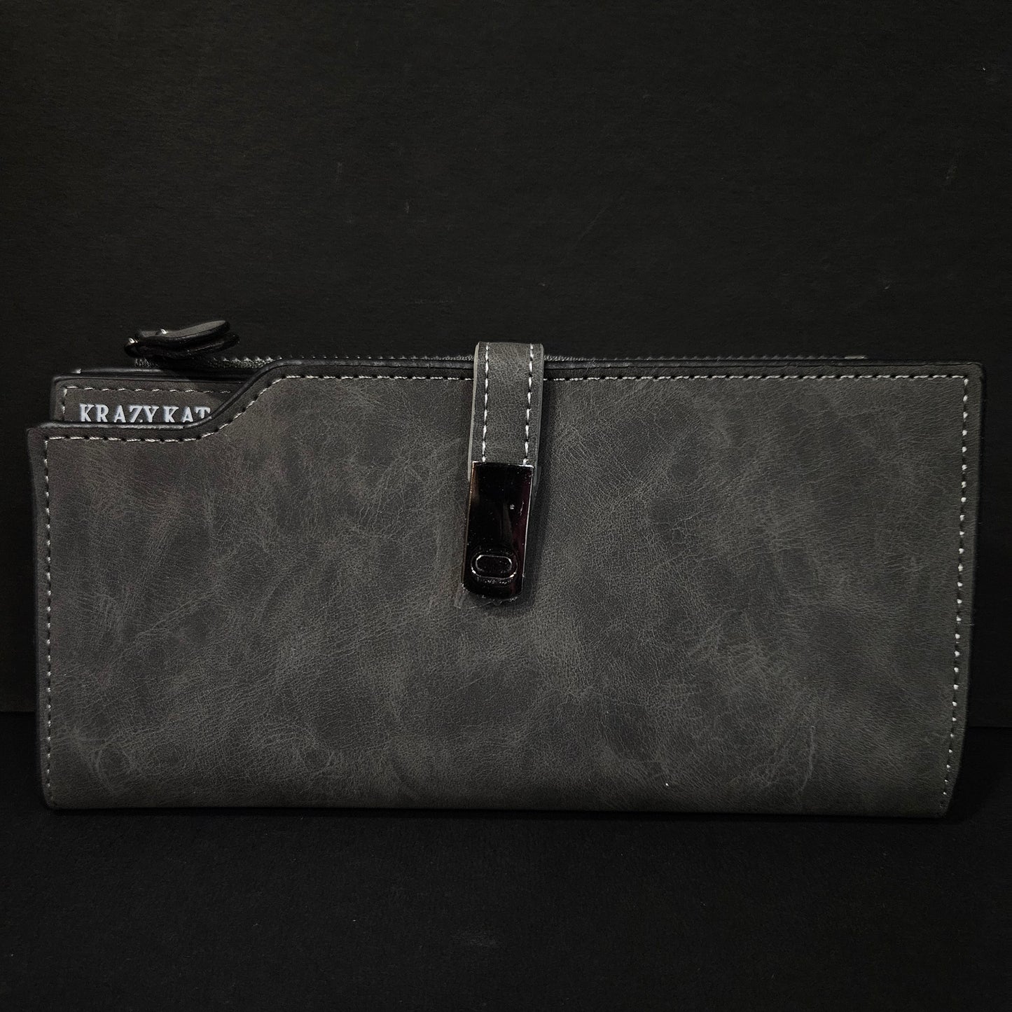 Leather Thin Slim Wallets for Women with magnetic clip & Zipper