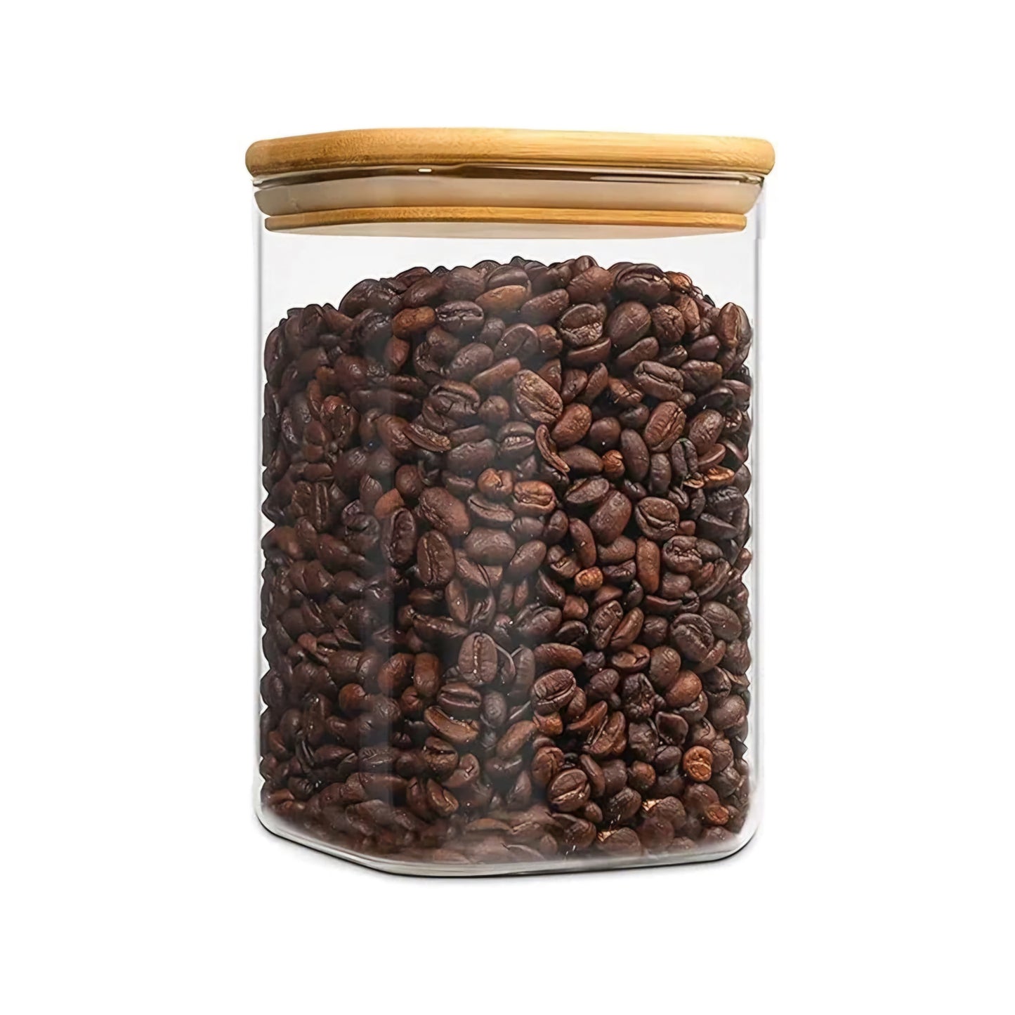 Glass Jar with wooden lid 1200ml Food Storage Glass Jars & Containers with Wooden Lid - for Noodles, Flour, Cereal, Rice, Sugar, Tea, Coffee