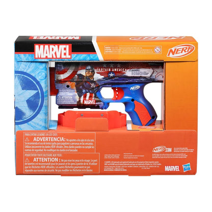 Nerf Marvel Captain America Dart Blaster, 10 Nerf Elite Darts, Holster, Toy Foam Blasters for 8 Year Old Boys & Girls & Up