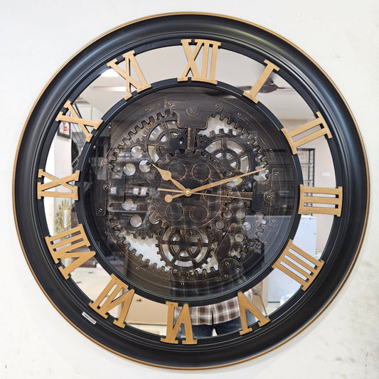 Large Decorative Wall Clock - Oversized Steampunk Roman Numeral Wall Clock, Vintage Industrial Steampunk Large Big Wall Clock for Living Room