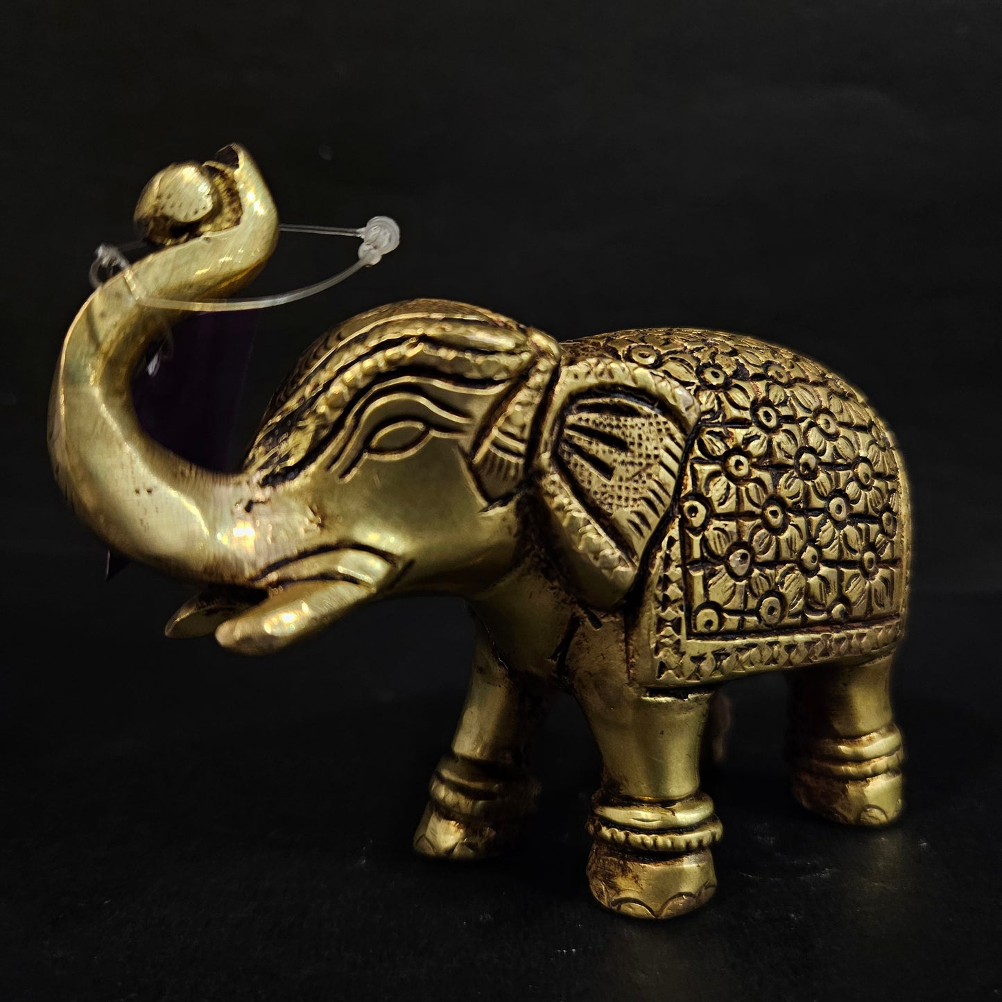 Brass Elephant with Beautifull Design Carving Work On Hathi Gajraj Lucky Figurine Showpiece for Home Statue Idol Handicraft Art