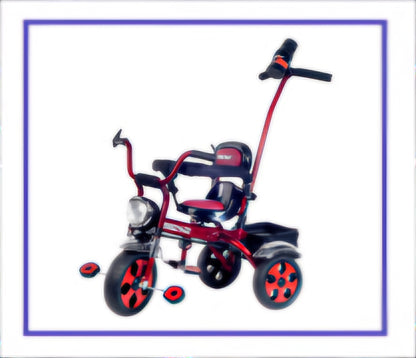 Dash star Herly star tricycle with parental rod for movement,removable safety handrest,trin trin bell,360 degree rotating seat,front & rear Basket for storage,cushion seat for comfortable experience