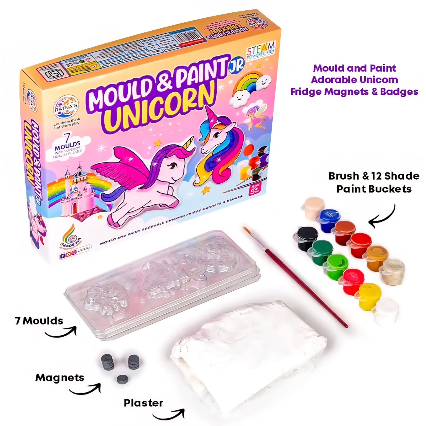 Mould & Paint Junior Uincorn DIY Kit for Making Fridge Magnet for Kids