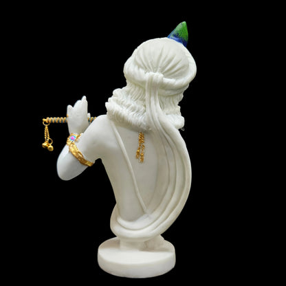 Elegant Lord Krishna Playing Flute Marbel Statue - Home & Office Decor Idol Decorative Showpiece