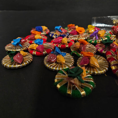 Haldi Kumkum Packets Return Gift in Golden Basket. All in one Gift for Women, Weddings, Pooja Functions