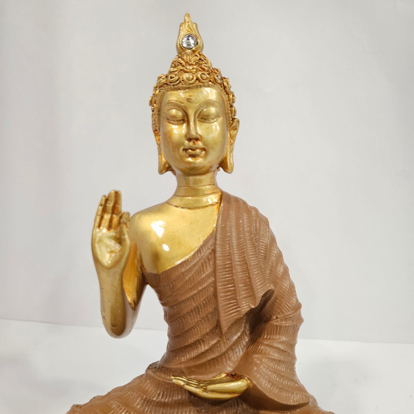 Sitting Buddha Statue Idol Buddha Figure Gold Foli Work Resin Made Light Weight Statue Perfect Home decor