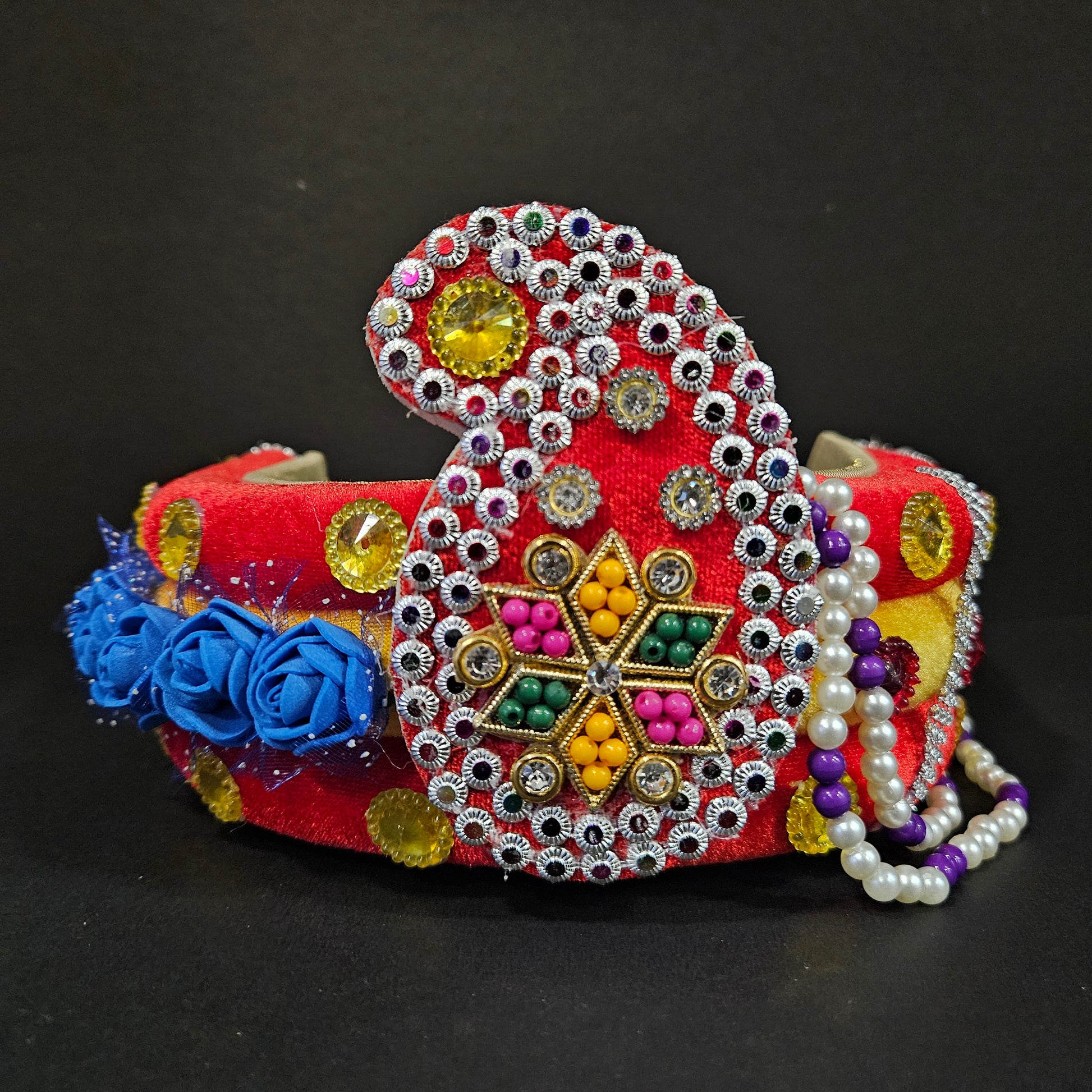 Crown with peacock feather With Stones