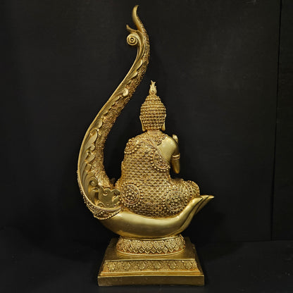 Handcrafted Showpiece of Golden Meditating Buddha Statue Idol for Home Decoration, Perfect Living Room, Bedroom, Office Decor, Unique Table Arts Items.(Golden)
