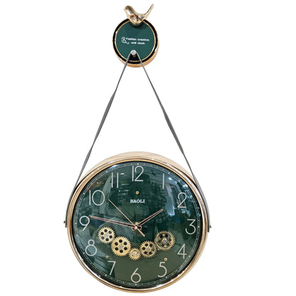 Acrylic-Quartz Quill bird with Belt Hanging Analog Wall Clock |With Moving Gear Mechanism|Black|Silent Sweep Noiseless Technology|For Living Room