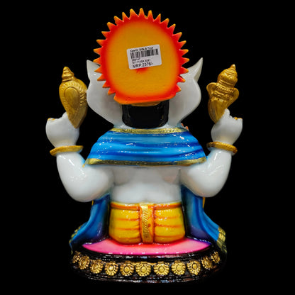Handcrafted Mumbai Style Babu Ashirwad Ganesha Idol Marble Dust Ganpati Murti for Car Dashboard
